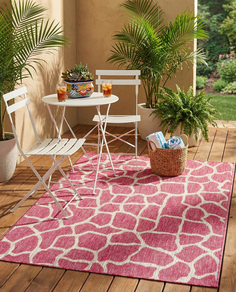 Savannah Escape Collection Area Rug -  Rainforest Rectangle Magenta  lifestyle 25