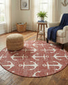 Seaside Haven Rugs Collection Area Rug - Sapphire (Rust Red) Round Rust Red  lifestyle 28