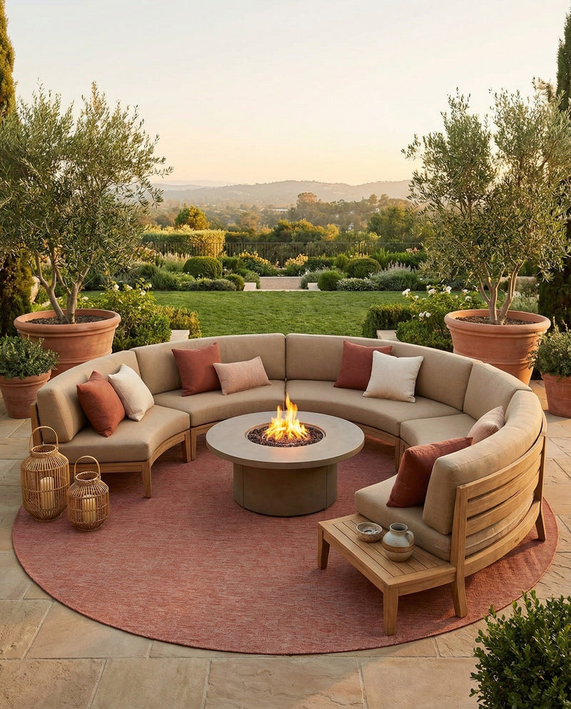 Seaside Serenity Collection Area Rug - Veranda (Rust Red) Round Rust Red  lifestyle 42