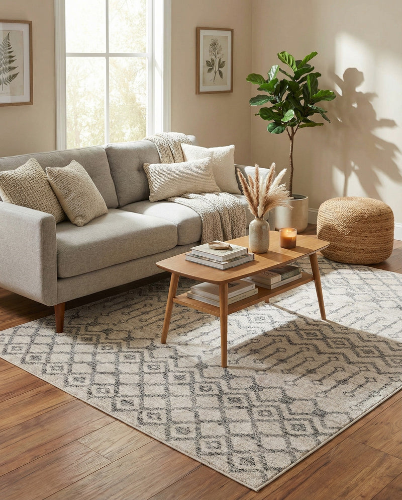 Geo Garden Lattice Collection Area Rug -  Andalusia Rectangle Ivory  lifestyle 42