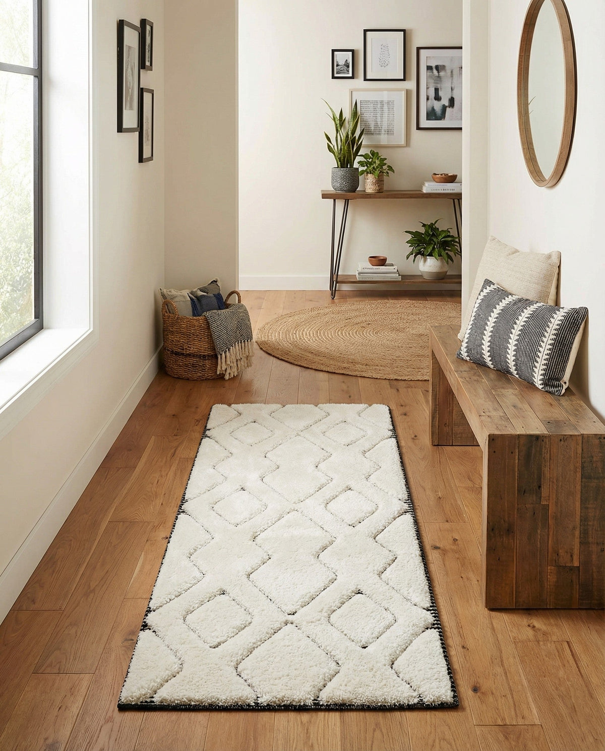 Monochrome Collection Area Rug -  Glacier Runner Ivory White  lifestyle 98