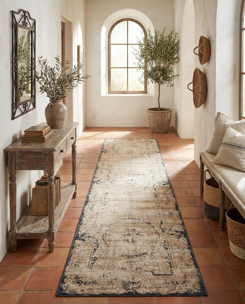 Coastal Manor Collection Area Rug -  Tidewater Runner Cream  lifestyle 26