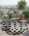 Urban Terrace Collection Area Rug -  Piazza Round White and Black  lifestyle 70