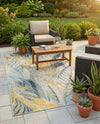 Seaside Blooms Collection Area Rug -  Blossom Rectangle Gray Ivory Yellow  lifestyle 26