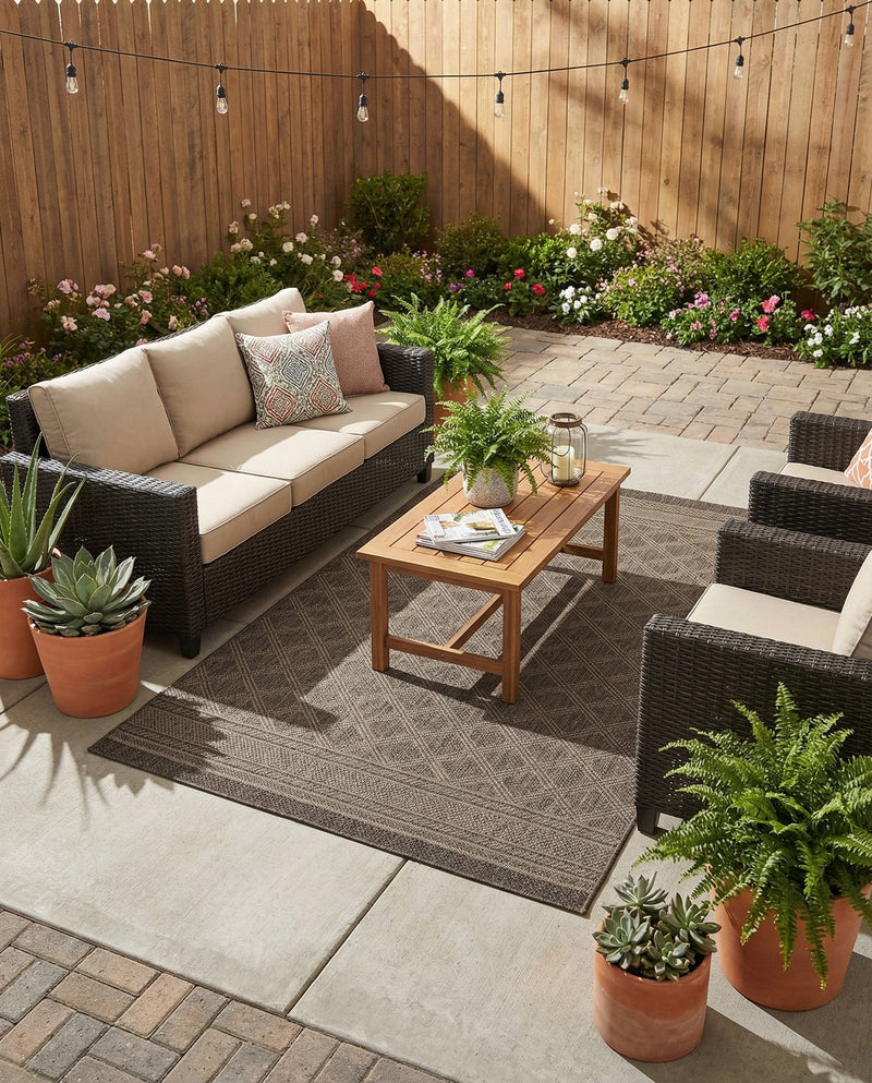 Savannah Pergola Collection Area Rug - Savannah Rectangle Chocolate Brown  lifestyle 48