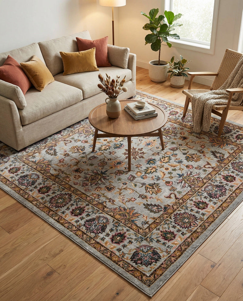 Casablanca Tapestry Collection Area Rug -  Marrakech (Cloud Gray) Square Cloud Gray  lifestyle 43