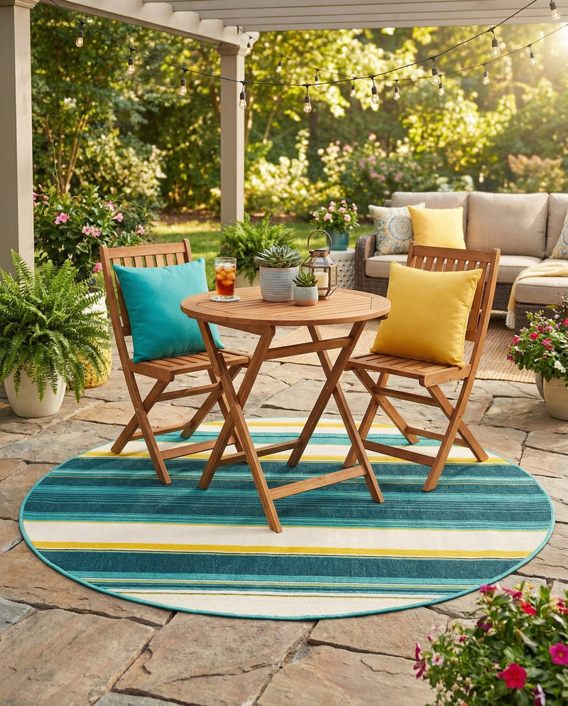Terrace Fringe Collection Area Rug -  Veranda Round Multi  lifestyle 64