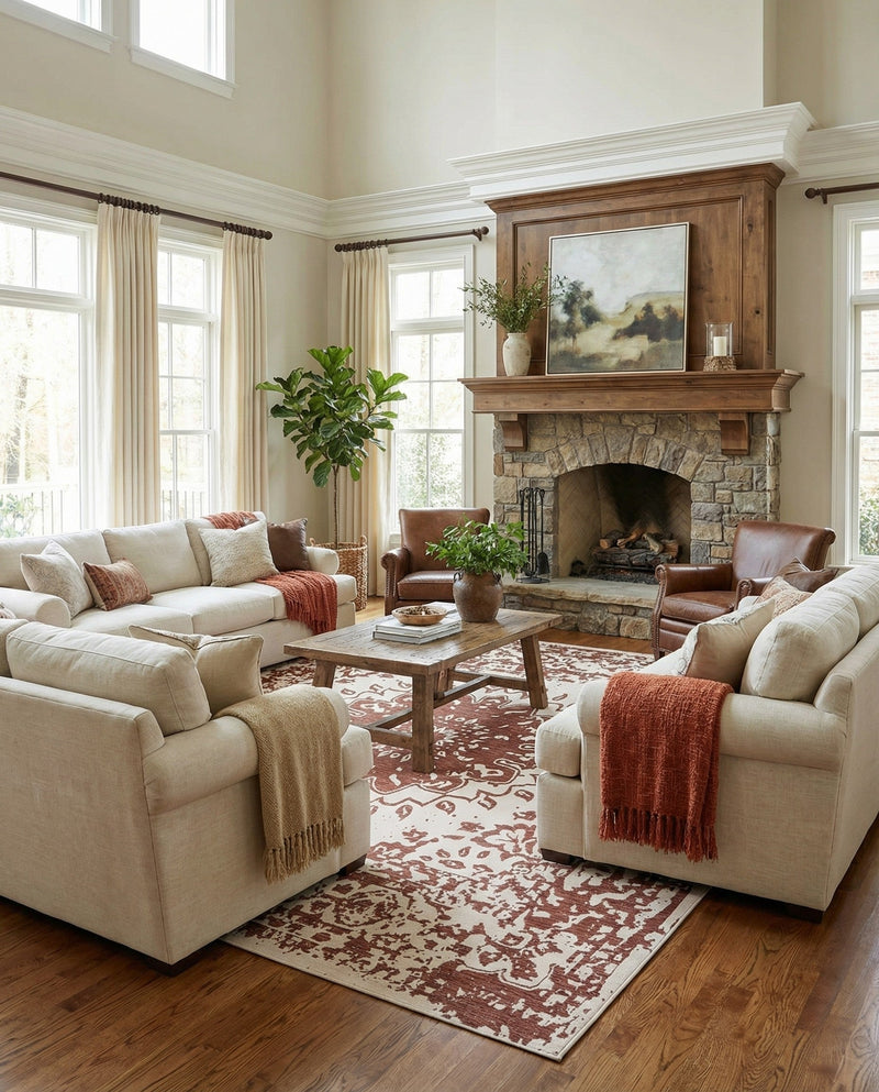 Patio Heritage Collection Area Rug -  Lafayette (Rust Red) Square Rust Red  lifestyle 80