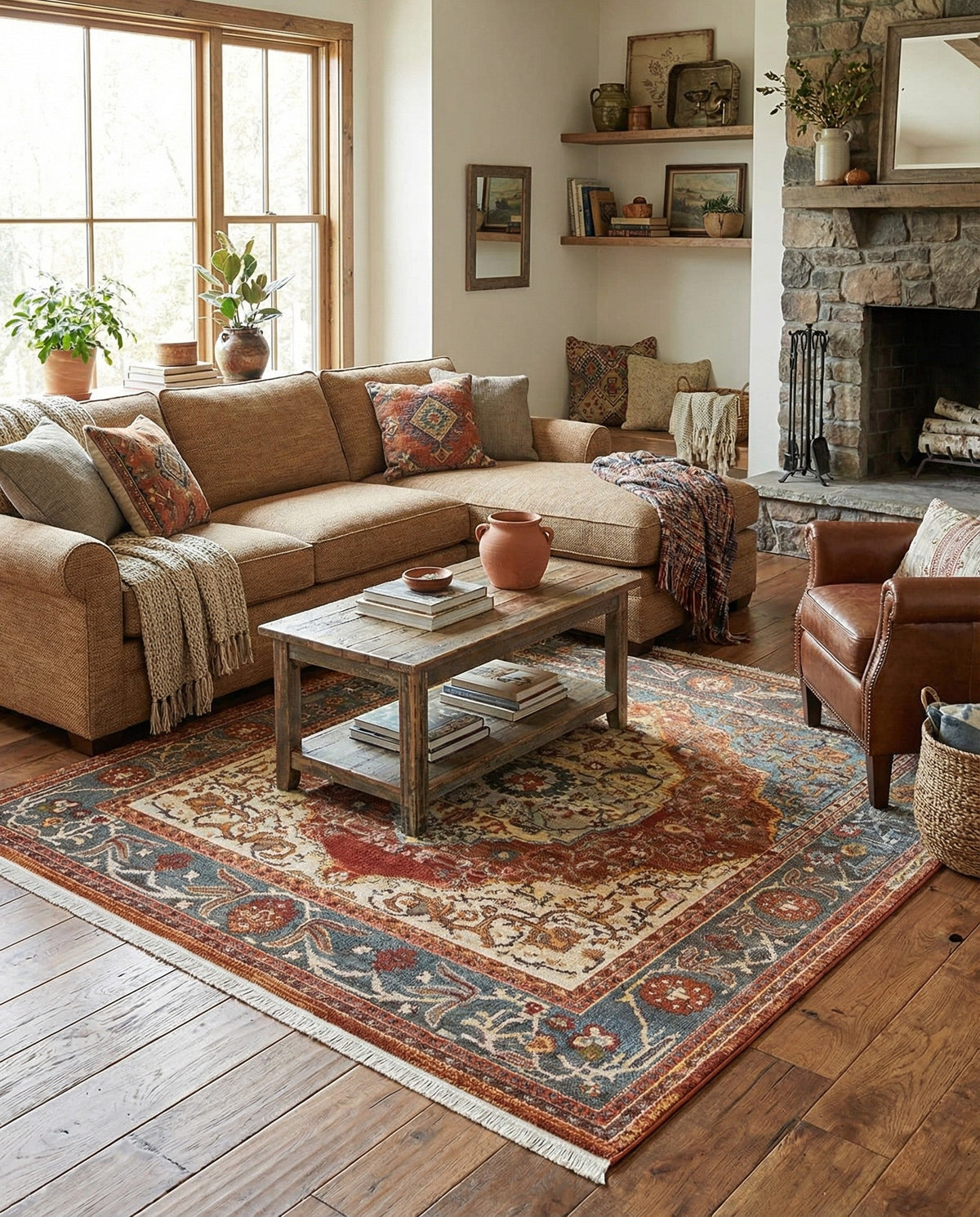 Caribbean Breeze Collection Area Rug -  Vieques Square Rust Red  lifestyle 103