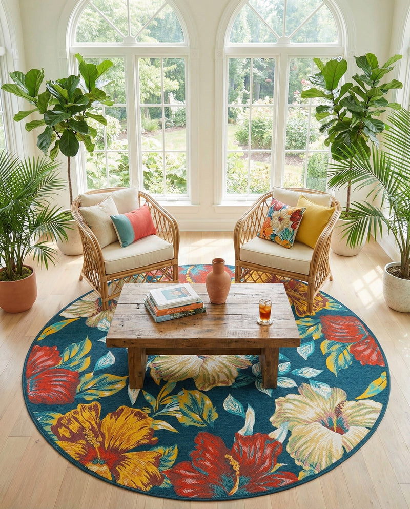 Seaside Haven Rugs Collection Area Rug -  Nautical Round Multi  lifestyle 89