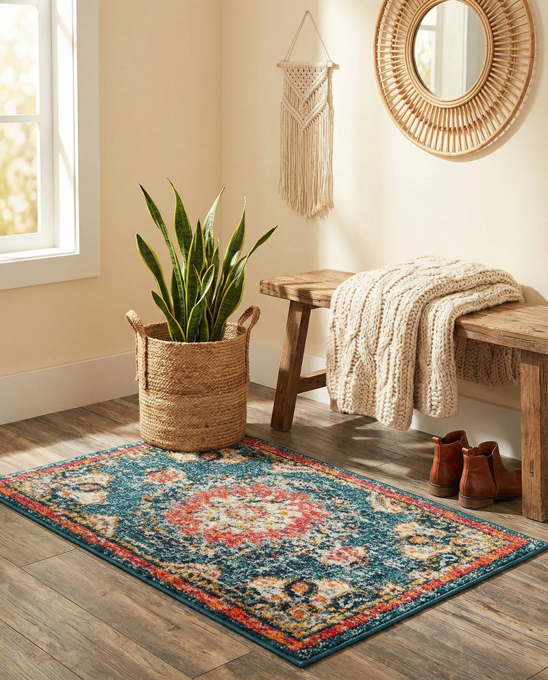 Brighton Terrace Collection Area Rug - Hove (Blue) Rectangle Blue  lifestyle 9