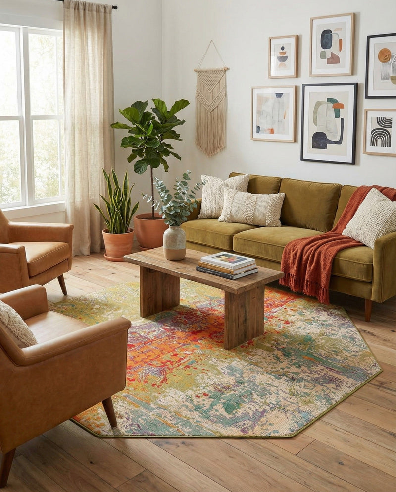 Urban Terrace Collection Area Rug -  Terrace Octagon Multi  lifestyle 70