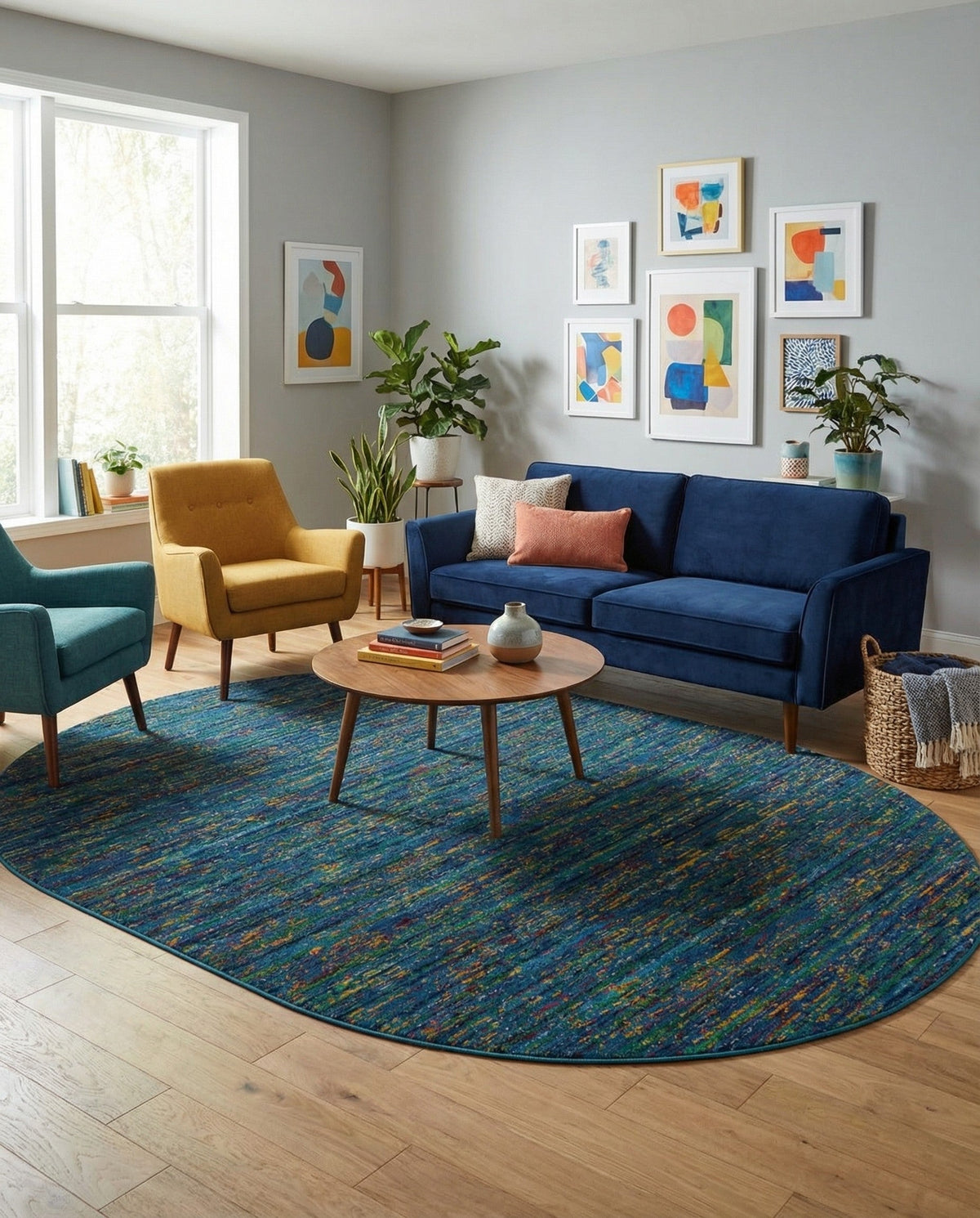 Caribbean Cove Collection Area Rug -  Lucia Oval Navy Blue  lifestyle 119