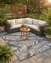 Seaside Blooms Collection Area Rug - Verdure (Charcoal) Rectangle Charcoal  lifestyle 4