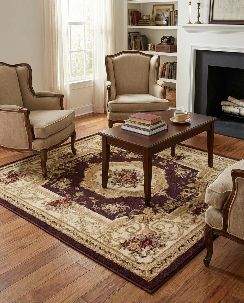 Versailles Elegance Collection Area Rug -  Louveciennes (Brown) Square Brown  lifestyle 35