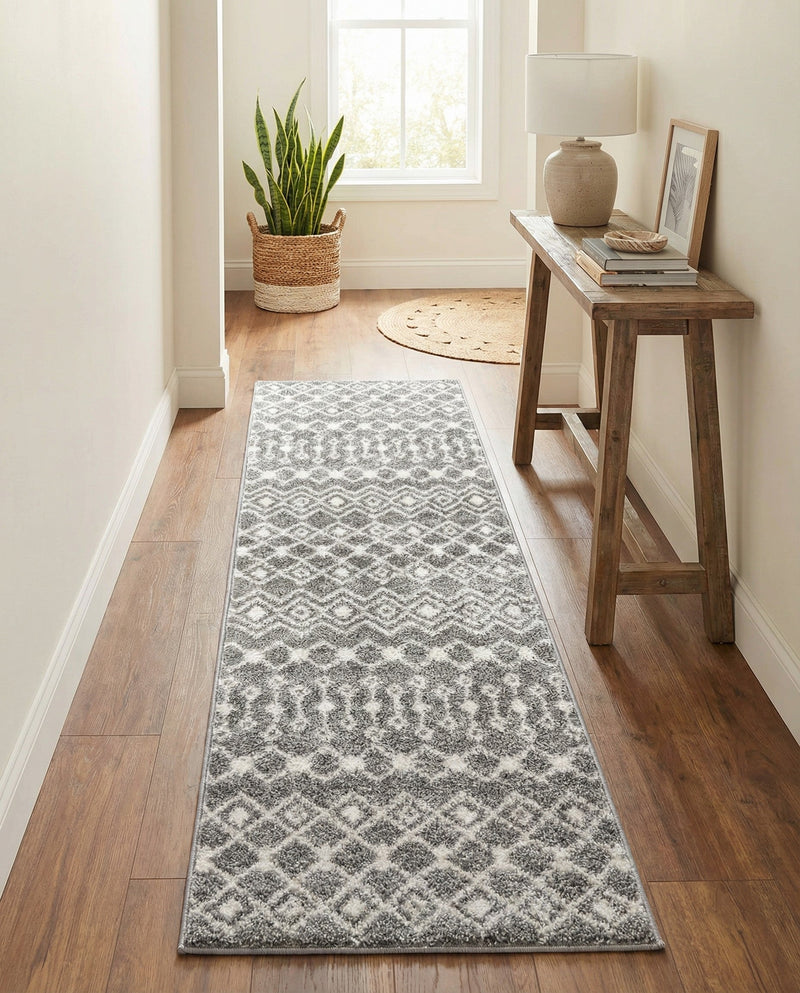 Mediterranean Lattice Collection Area Rug - Santorini (Gray) Runner Gray  lifestyle 52