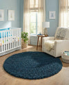 Plush Oasis Collection Area Rug - Serenity (Sapphire Blue) Round Sapphire Blue  lifestyle 38