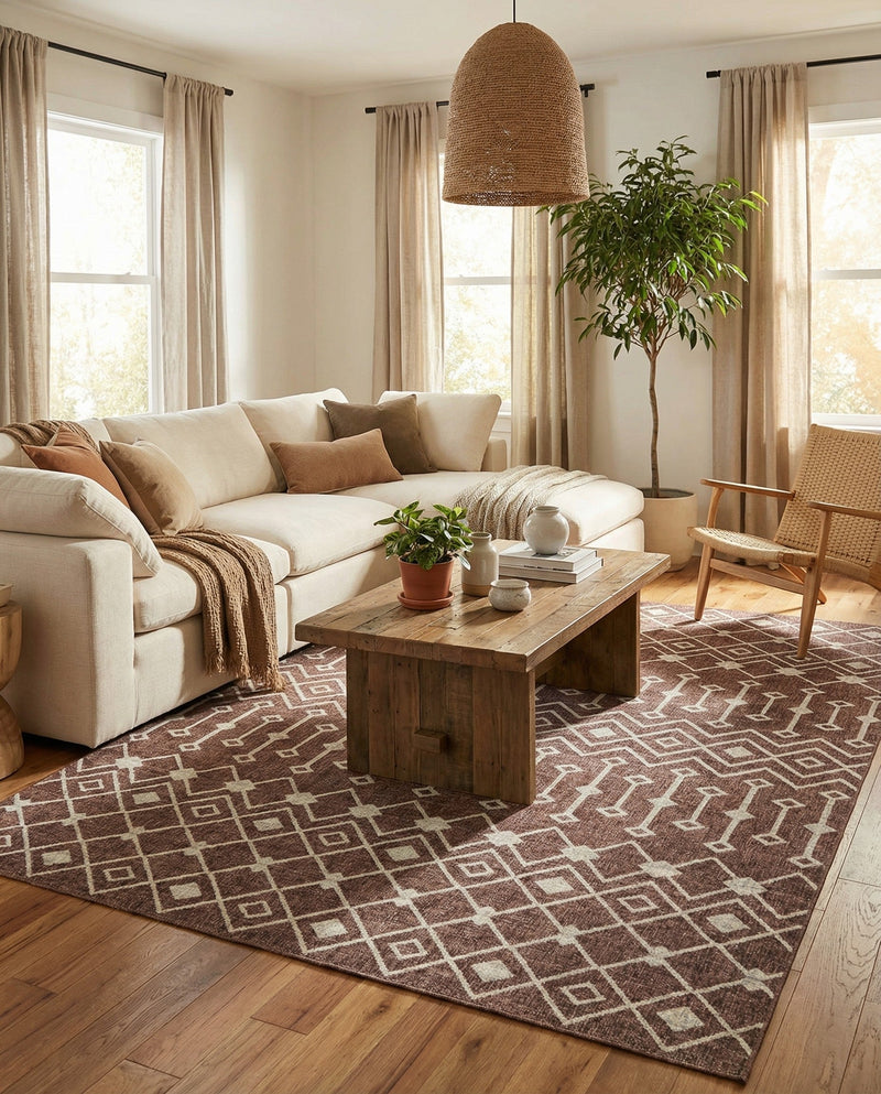 Geo Garden Lattice Collection Area Rug -  Andalusia Rectangle Dusty Rose  lifestyle 44