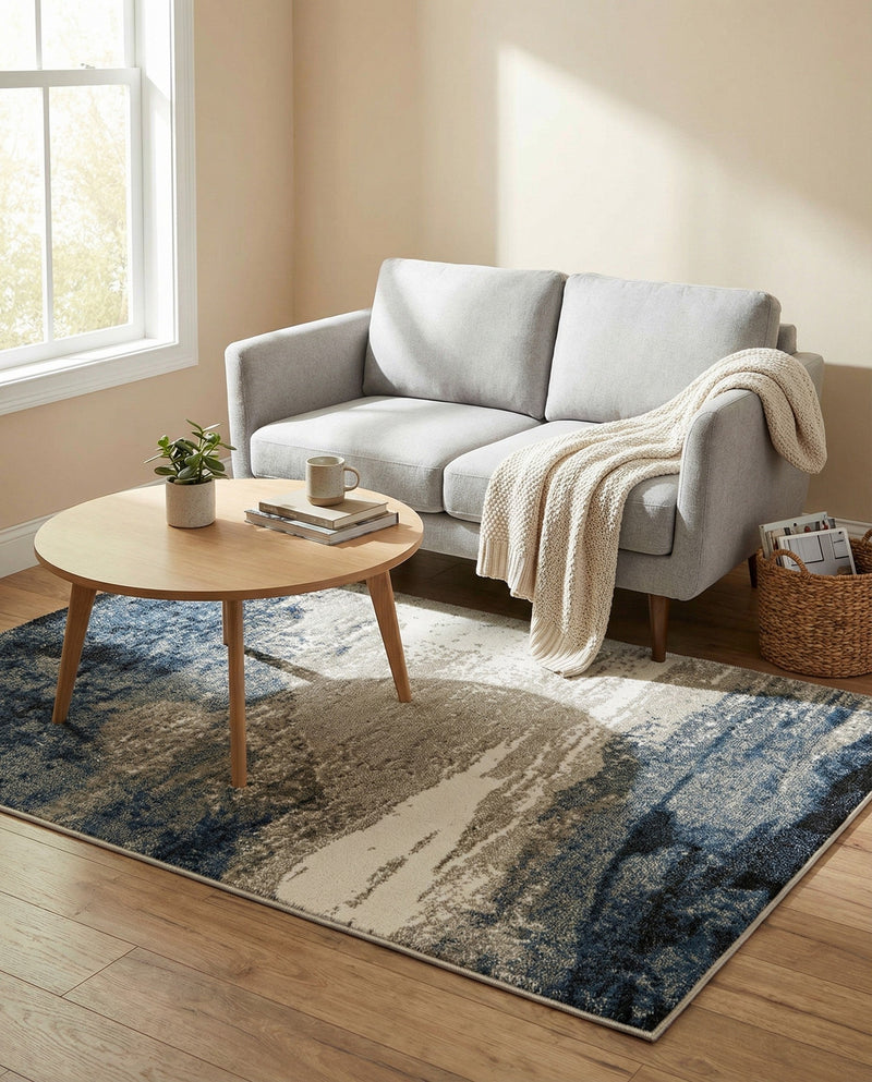 Copenhagen Edge Collection Area Rug - Nyhavn Rectangle Blue  lifestyle 47