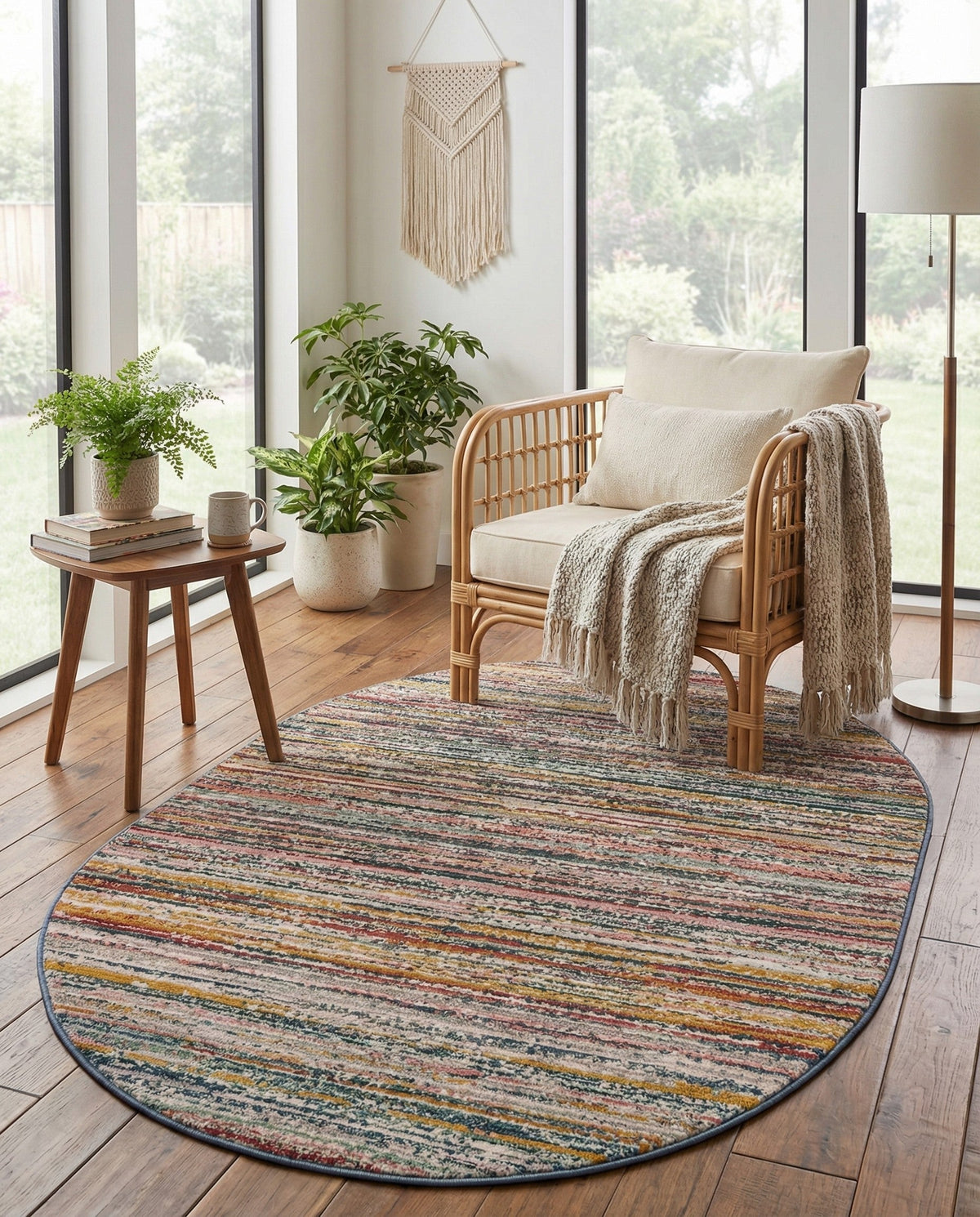 Jewel Oasis Collection Area Rug - Sapphire (Multi) Oval Multi  lifestyle 108