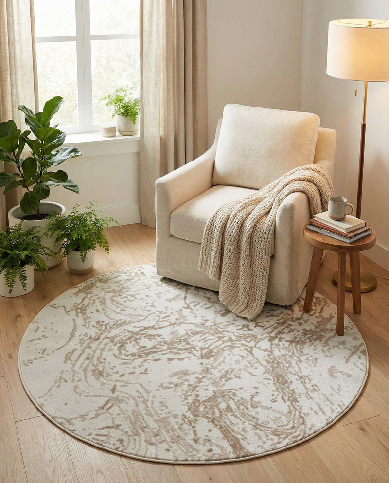 Coastal Haven Collection Area Rug -  Nautilus Round Ivory  lifestyle 38