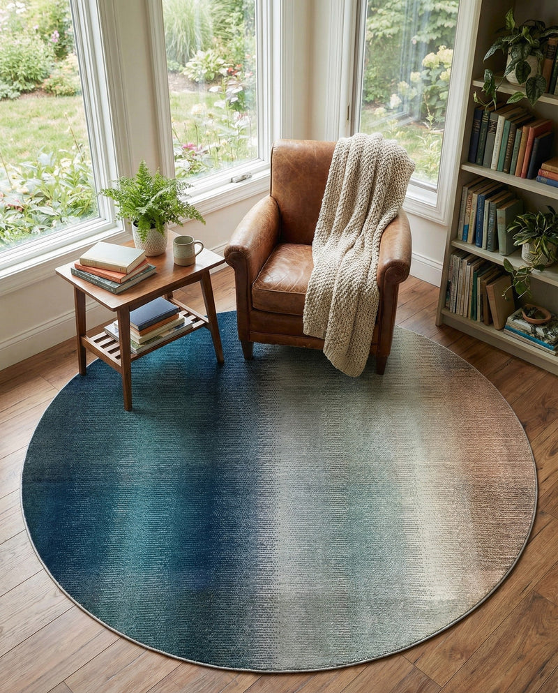 Marrakesh Elegance Collection Area Rug -  Agadir Round Blue  lifestyle 47