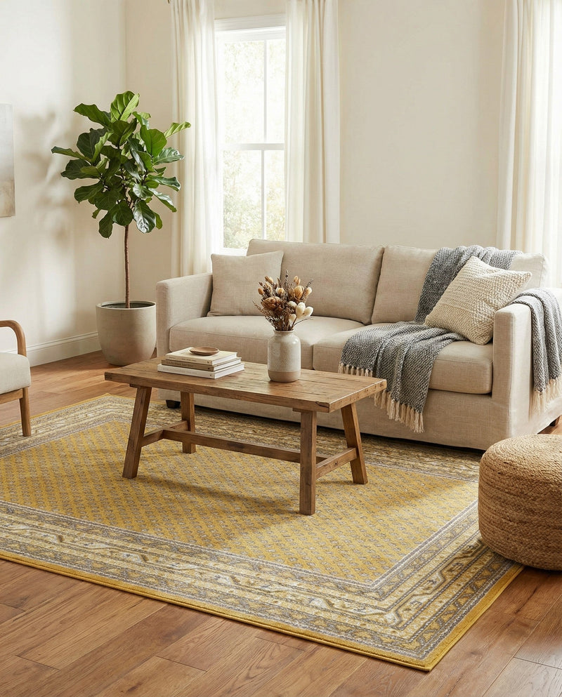 Soho Elegance Collection Area Rug -  Mercer (Yellow) Rectangle Yellow  lifestyle 8