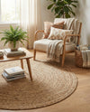 Woven Seaside Jute Collection Area Rug - Savannah (Natural) Round Natural  lifestyle 54