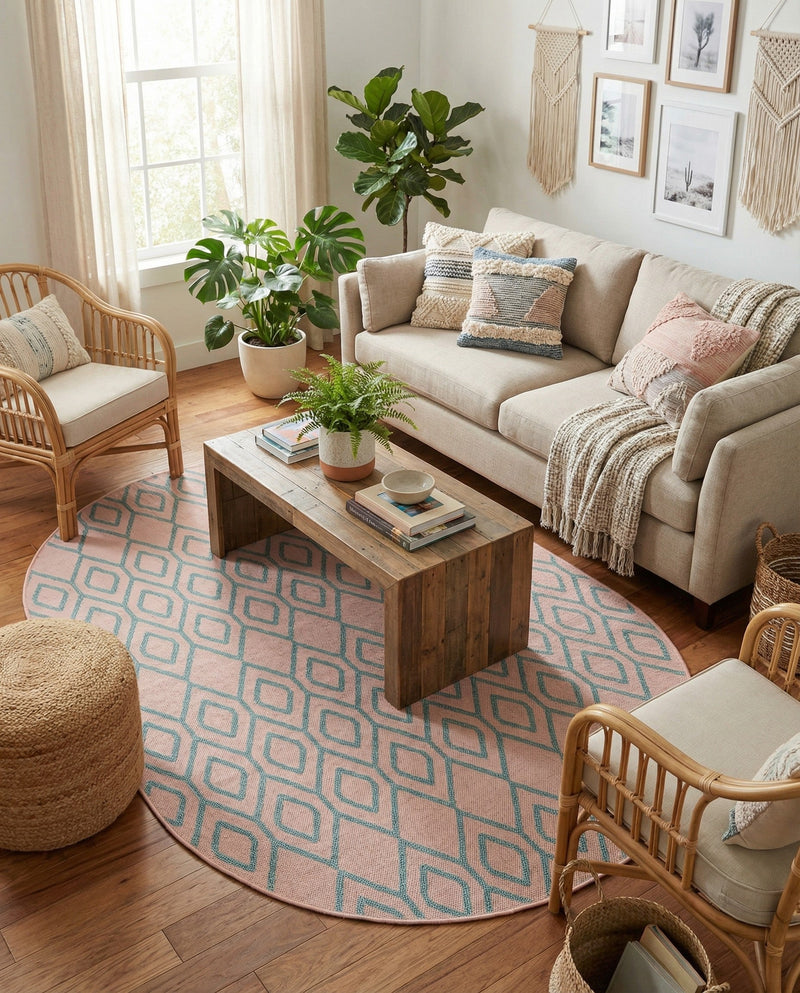Urban Oasis Rugs Collection Area Rug -  Boulevard (Pink and Aqua) Oval Pink and Aqua  lifestyle 48