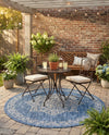 Patio Heritage Collection Area Rug -  Charleston (Blue) Round Blue  lifestyle 36