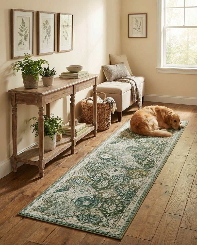 Brighton Terrace Collection Area Rug -  Rottingdean (Green) Runner Green  lifestyle 41