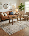Coastal Manor Collection Area Rug -  Pierpoint Rectangle Blue Cream  lifestyle 17