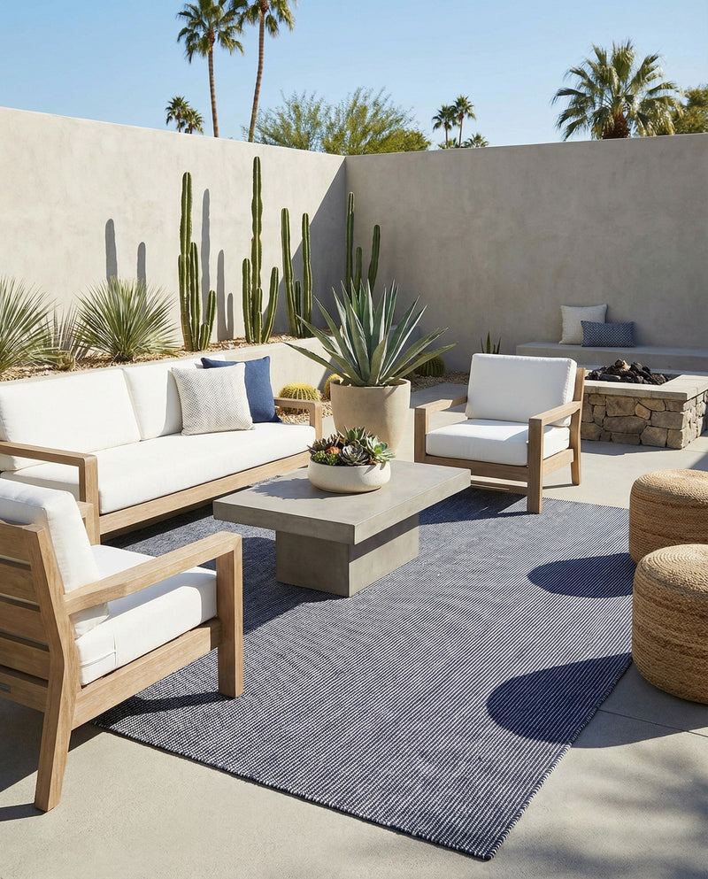 Jill Zarin Sedona Oasis Outdoor Collection Area Rug - Coconino (Navy Sky) Rectangle Navy Sky  lifestyle 12