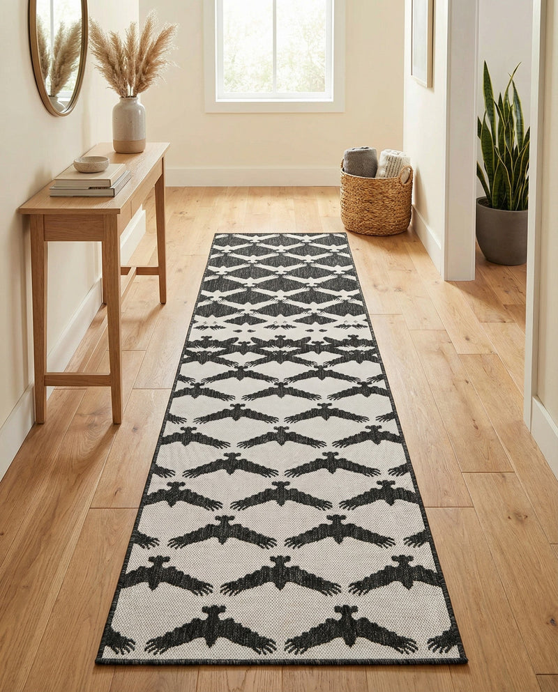 Urban Terrace Collection Area Rug -  Gramercy Runner Black and White  lifestyle 56