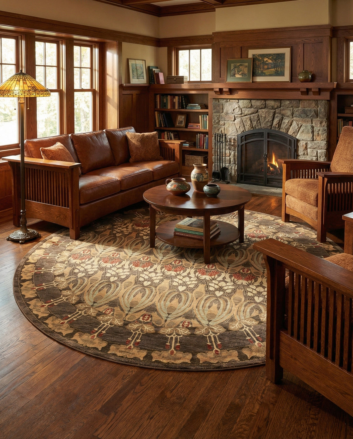 Chelsea Elegance Collection Area Rug -  Brompton (Brown) Round Brown  lifestyle 114