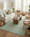 Savannah Threads Collection Area Rug -  Thar Rectangle Blue and Ivory  lifestyle 27