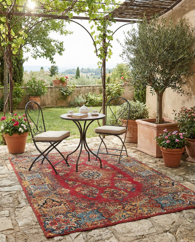Patio Heritage Collection Area Rug -  Terrace Rectangle Antique Red  lifestyle 10
