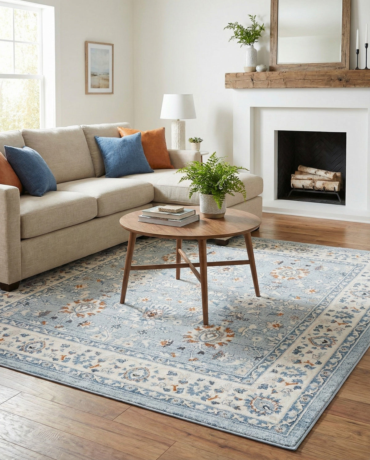 Savannah Elegance Collection Area Rug - Augusta (Aqua Blue) Square Aqua Blue  lifestyle 85