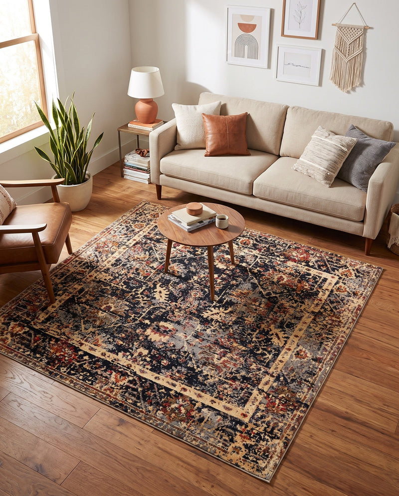 Neptune Elegance Collection Area Rug -  Galatea (Black) Square Black  lifestyle 80