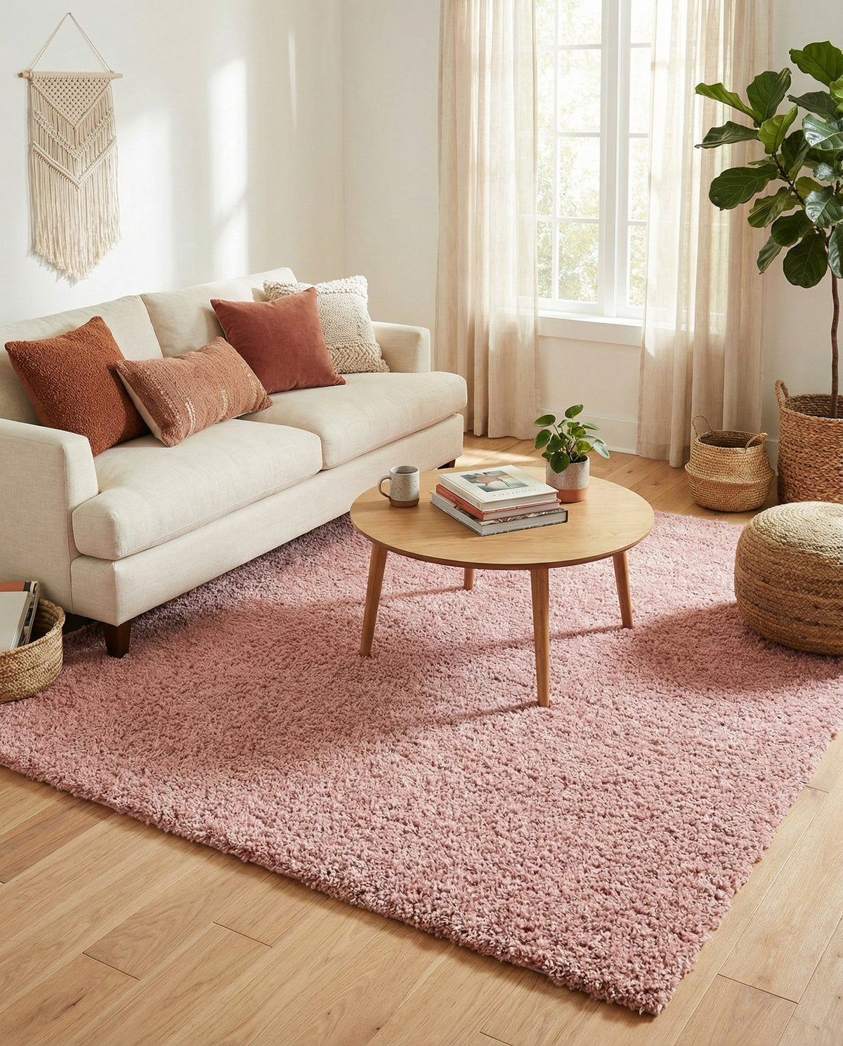 Alpine Plush Collection Area Rug - Verbier Square Pink  lifestyle 62