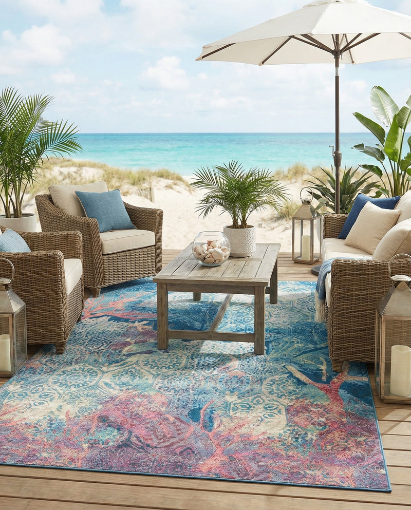 Seaside Haven Rugs Collection Area Rug - Marina Rectangle Multi  lifestyle 40