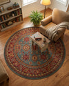 Persian Elegance Collection Area Rug -  Nain Round Light Blue  lifestyle 41