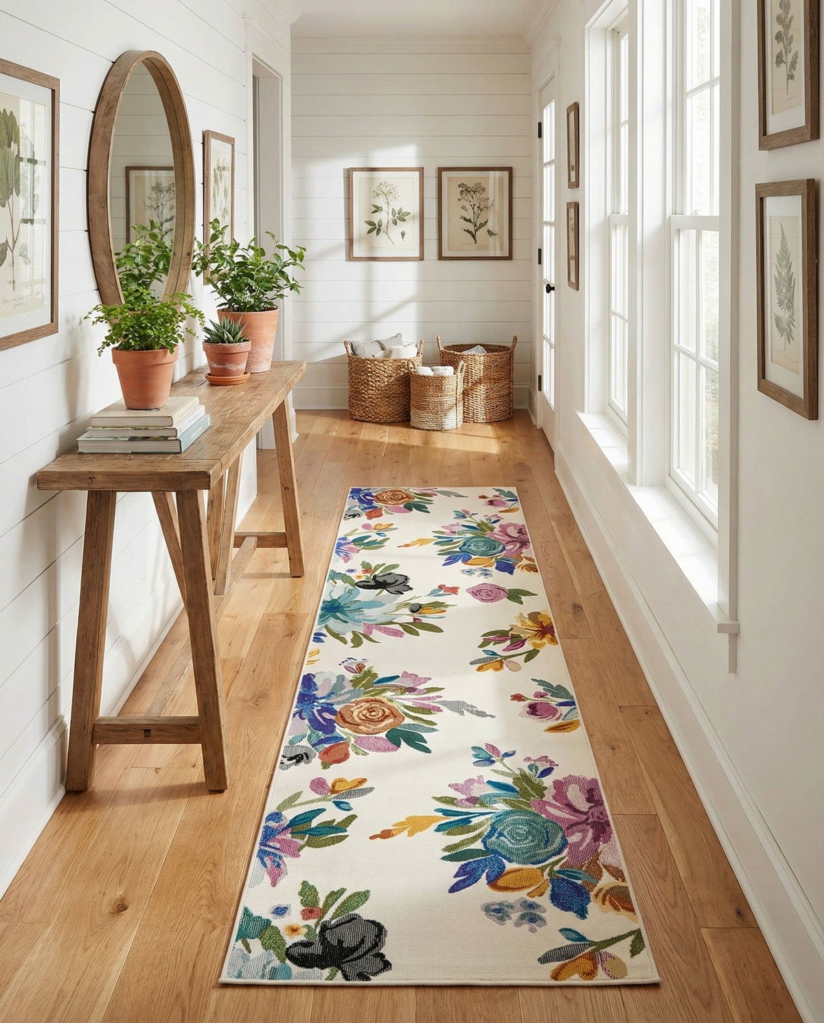 Meadow Breeze Collection Area Rug - Wildflower Runner Ivory  lifestyle 134