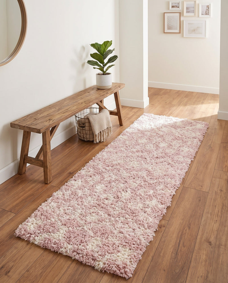 Berber Lattice Shag Collection Area Rug - Atlas (Light Pink) Runner Light Pink  lifestyle 63