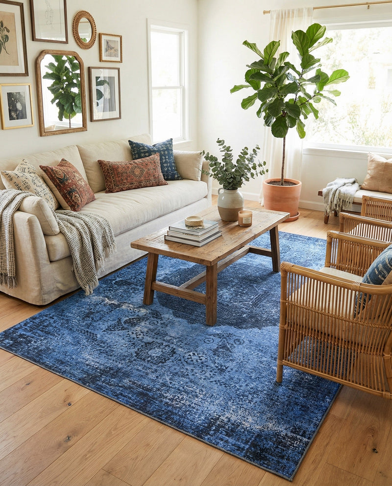 Laguna Sands Collection Area Rug - Catalina Rectangle Overdyed Blue  lifestyle 46