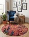 Autumnal Tapestry Collection Area Rug -  Chromaticville Round Multi  lifestyle 40