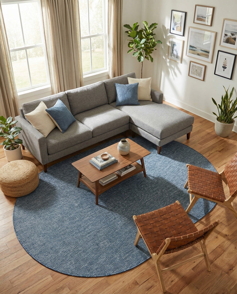 Seaside Serenity Collection Area Rug - Veranda (Blue) Oval Blue  lifestyle 48