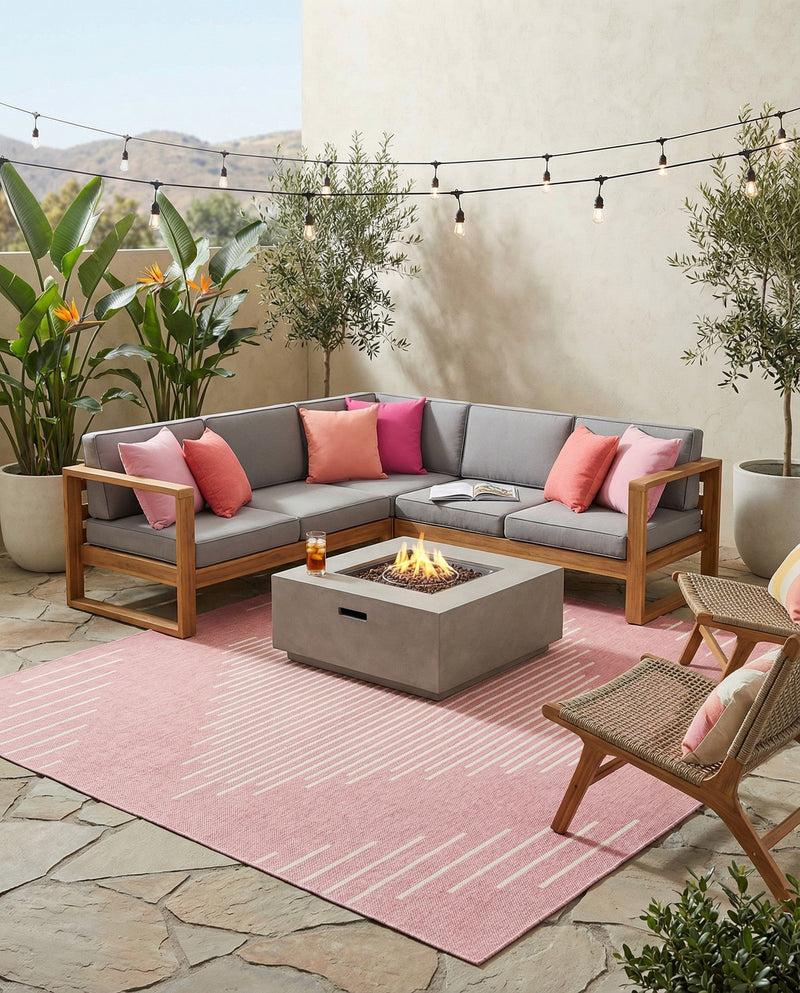 Urban Terrace Collection Area Rug -  Chelsea (Pink) Square Pink  lifestyle 64