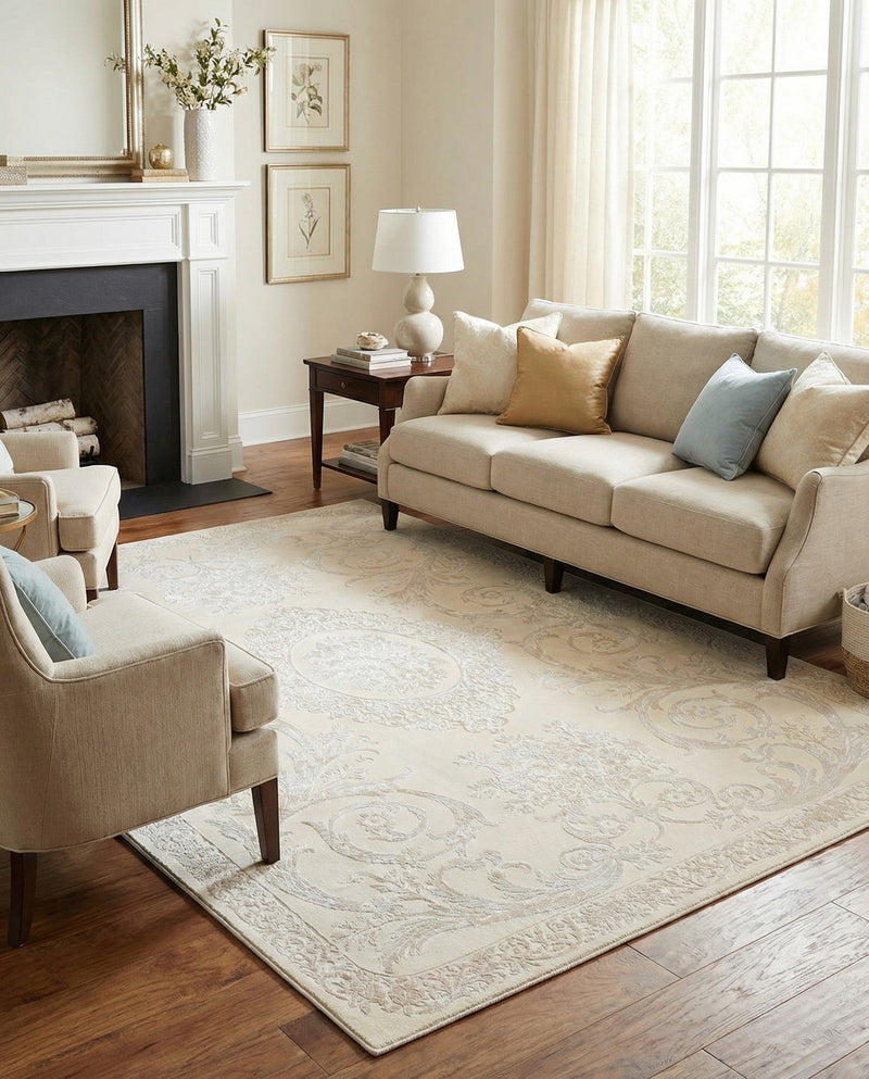 Bloomsbury Elegance Collection Area Rug - Mayfair Rectangle Ivory  lifestyle 54