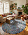 Woven Udaipur Collection Area Rug - Sahara Oval Blue and Multi  lifestyle 65